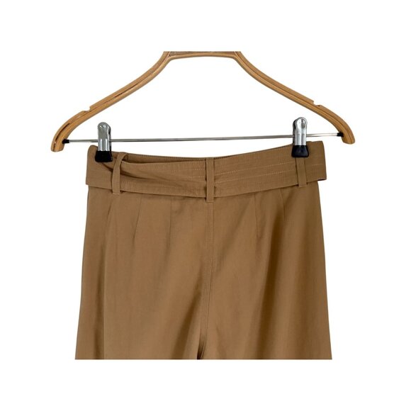 Macphee Tomorrowland Camel Wide-Leg High-Rise Pants With Belt Cotton & Leather B - Picture 6 of 7